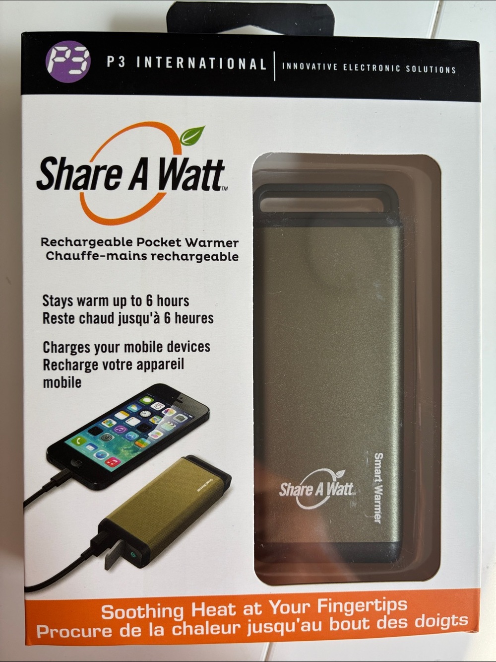Rechargeable Pocket Warmer & Power Bank - Olive Green